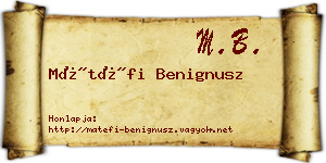 Mátéfi Benignusz névjegykártya